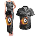Personalised New Zealand Billiards Couples Matching Tank Maxi Dress and Hawaiian Shirt Maori Fern On Fire 8 Ball - Aussie Hoodie