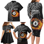 Personalised New Zealand Billiards Family Matching Long Sleeve Bodycon Dress and Hawaiian Shirt Maori Fern On Fire 8 Ball - Aussie Hoodie