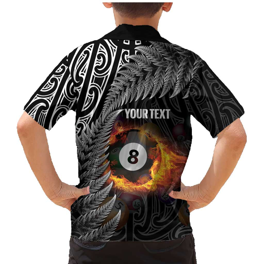 Personalised New Zealand Billiards Family Matching Mermaid Dress and Hawaiian Shirt Maori Fern On Fire 8 Ball - Aussie Hoodie