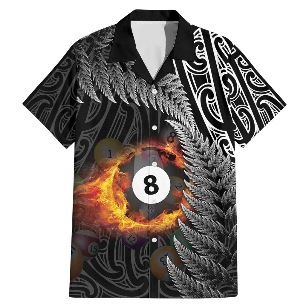 Personalised New Zealand Billiards Family Matching Mermaid Dress and Hawaiian Shirt Maori Fern On Fire 8 Ball - Aussie Hoodie