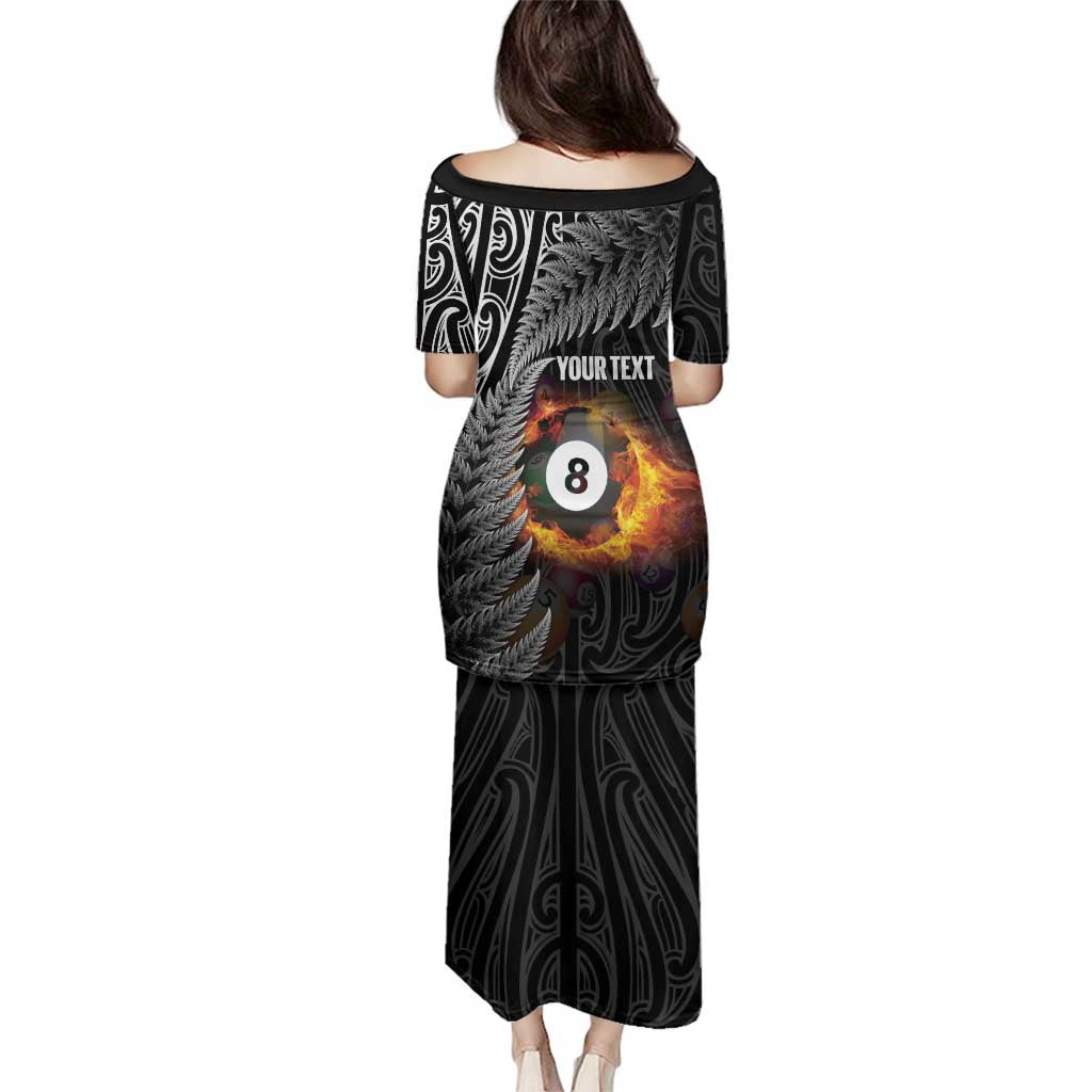 Personalised New Zealand Billiards Family Matching Puletasi and Hawaiian Shirt Maori Fern On Fire 8 Ball - Aussie Hoodie
