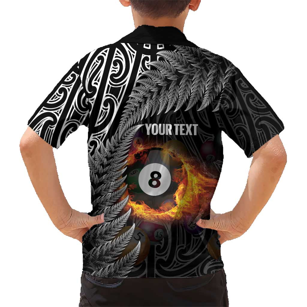 Personalised New Zealand Billiards Family Matching Short Sleeve Bodycon Dress and Hawaiian Shirt Maori Fern On Fire 8 Ball - Aussie Hoodie