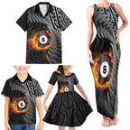 Personalised New Zealand Billiards Family Matching Tank Maxi Dress and Hawaiian Shirt Maori Fern On Fire 8 Ball - Aussie Hoodie