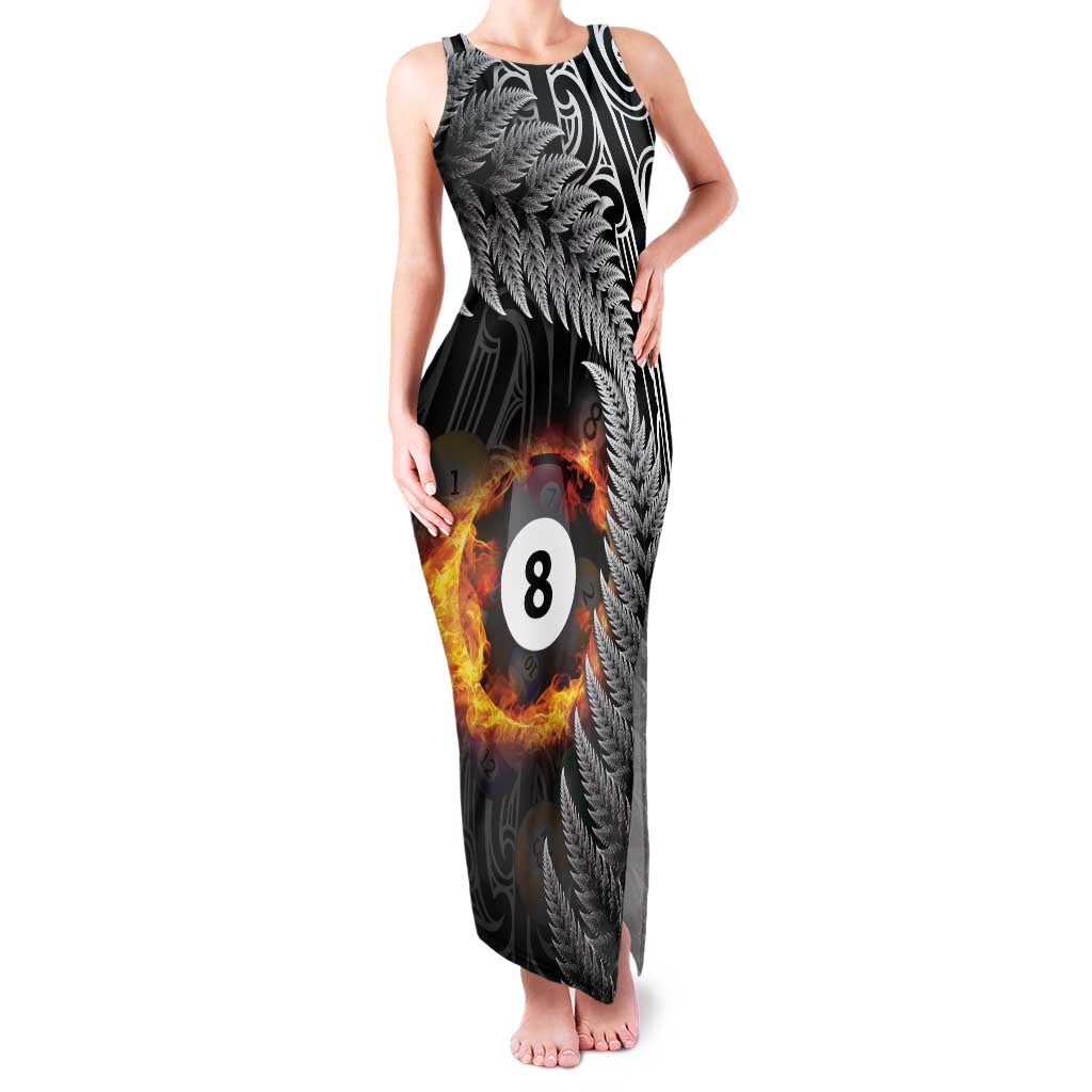 Personalised New Zealand Billiards Family Matching Tank Maxi Dress and Hawaiian Shirt Maori Fern On Fire 8 Ball - Aussie Hoodie