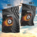 Personalised New Zealand Billiards Garden Flag Maori Fern On Fire 8 Ball - Aussie Hoodie