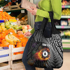Personalised New Zealand Billiards Grocery Bag Maori Fern On Fire 8 Ball - Aussie Hoodie