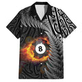 Personalised New Zealand Billiards Hawaiian Shirt Maori Fern On Fire 8 Ball - Aussie Hoodie