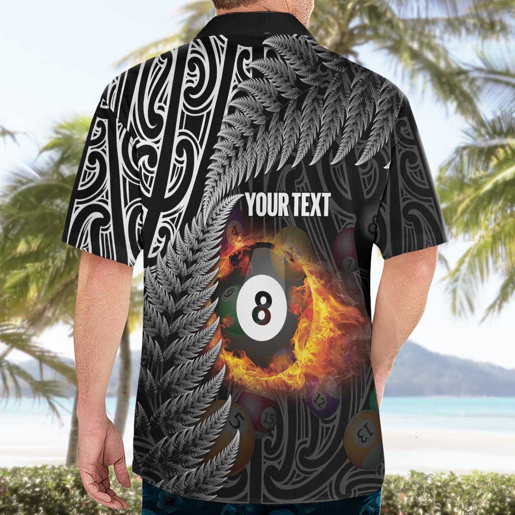 Personalised New Zealand Billiards Hawaiian Shirt Maori Fern On Fire 8 Ball - Aussie Hoodie