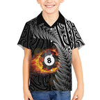 Personalised New Zealand Billiards Hawaiian Shirt Maori Fern On Fire 8 Ball - Aussie Hoodie
