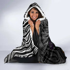 Personalised New Zealand Billiards Hooded Blanket Maori Fern On Fire 8 Ball - Aussie Hoodie
