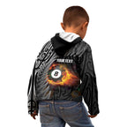 Personalised New Zealand Billiards Kid Hoodie Maori Fern On Fire 8 Ball - Aussie Hoodie