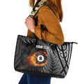 Personalised New Zealand Billiards Leather Tote Bag Maori Fern On Fire 8 Ball - Aussie Hoodie