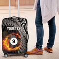 Personalised New Zealand Billiards Luggage Cover Maori Fern On Fire 8 Ball - Aussie Hoodie