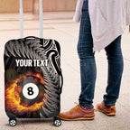 Personalised New Zealand Billiards Luggage Cover Maori Fern On Fire 8 Ball - Aussie Hoodie
