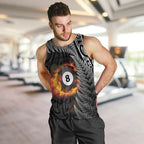 Personalised New Zealand Billiards Men Tank Top Maori Fern On Fire 8 Ball - Aussie Hoodie