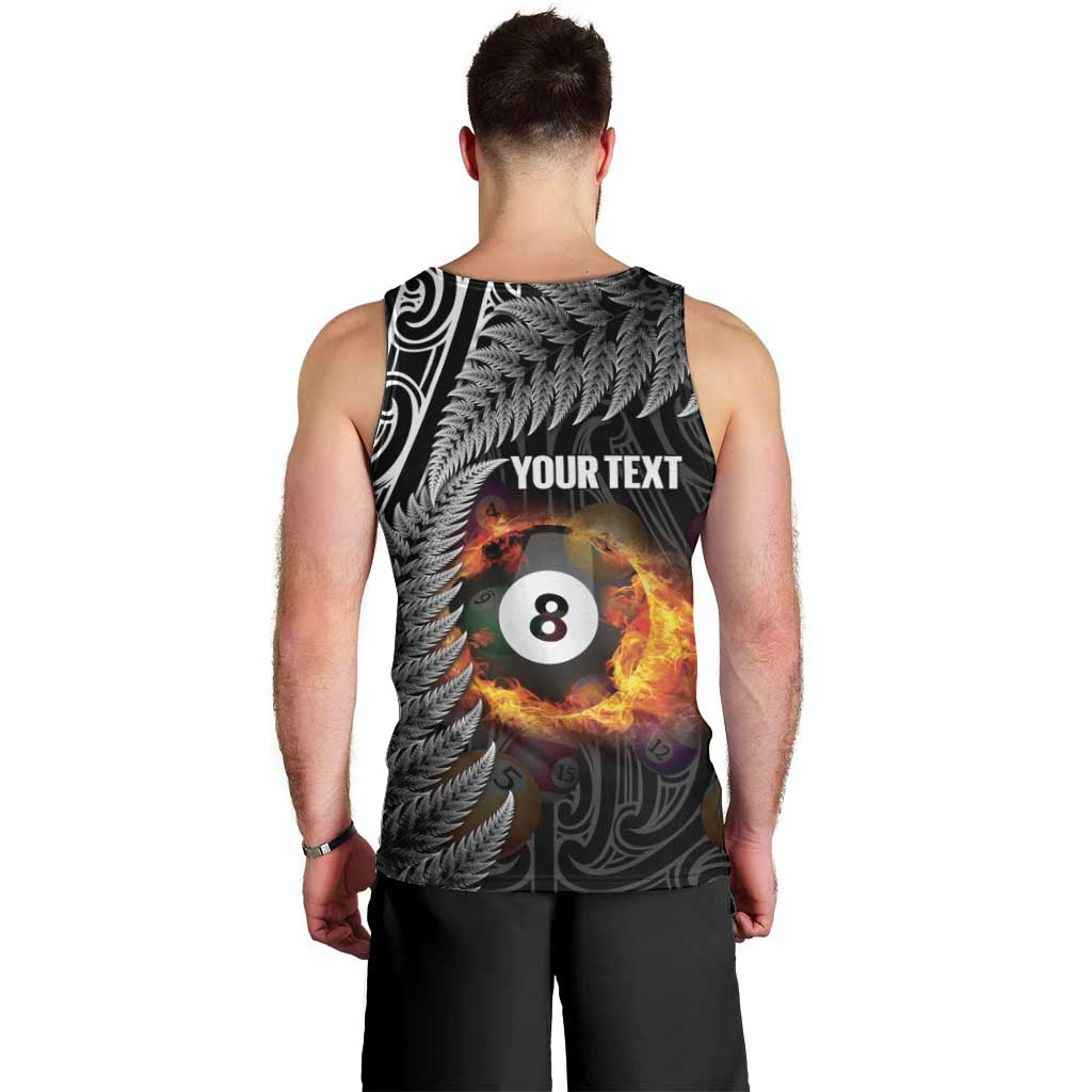 Personalised New Zealand Billiards Men Tank Top Maori Fern On Fire 8 Ball - Aussie Hoodie