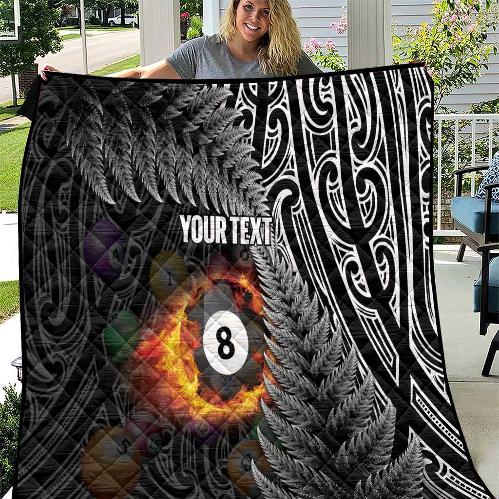 Personalised New Zealand Billiards Quilt Maori Fern On Fire 8 Ball - Aussie Hoodie