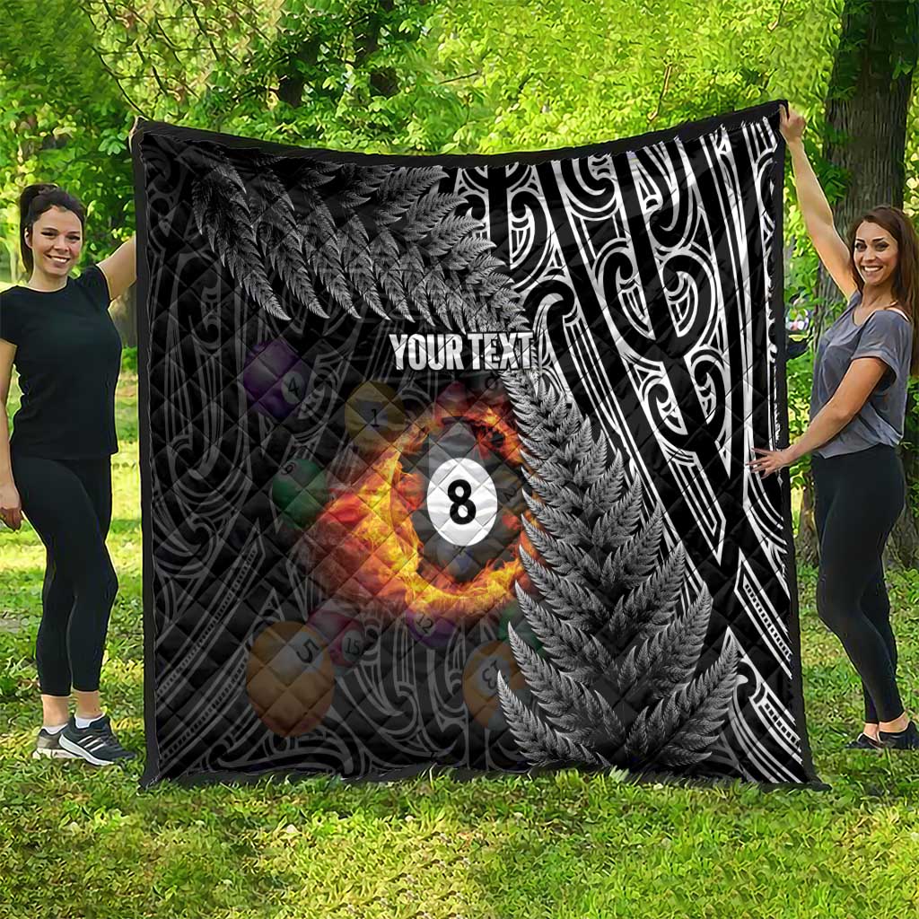 Personalised New Zealand Billiards Quilt Maori Fern On Fire 8 Ball - Aussie Hoodie
