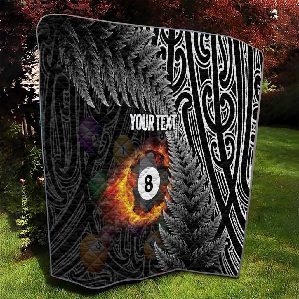 Personalised New Zealand Billiards Quilt Maori Fern On Fire 8 Ball - Aussie Hoodie