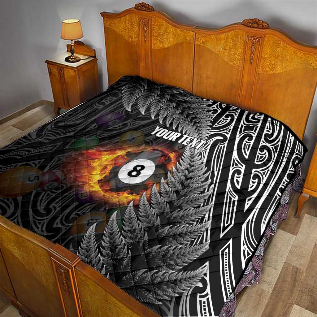 Personalised New Zealand Billiards Quilt Maori Fern On Fire 8 Ball - Aussie Hoodie