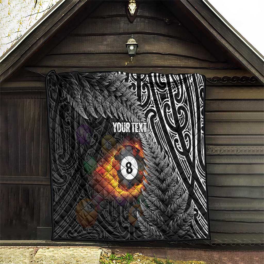 Personalised New Zealand Billiards Quilt Maori Fern On Fire 8 Ball - Aussie Hoodie