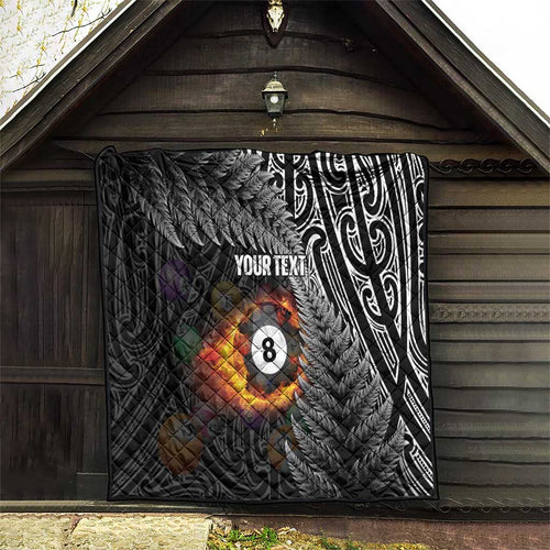 Personalised New Zealand Billiards Quilt Maori Fern On Fire 8 Ball - Aussie Hoodie