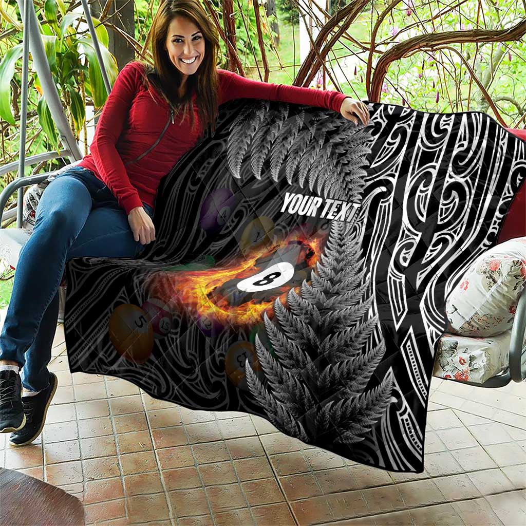 Personalised New Zealand Billiards Quilt Maori Fern On Fire 8 Ball - Aussie Hoodie