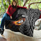 Personalised New Zealand Billiards Quilt Maori Fern On Fire 8 Ball - Aussie Hoodie