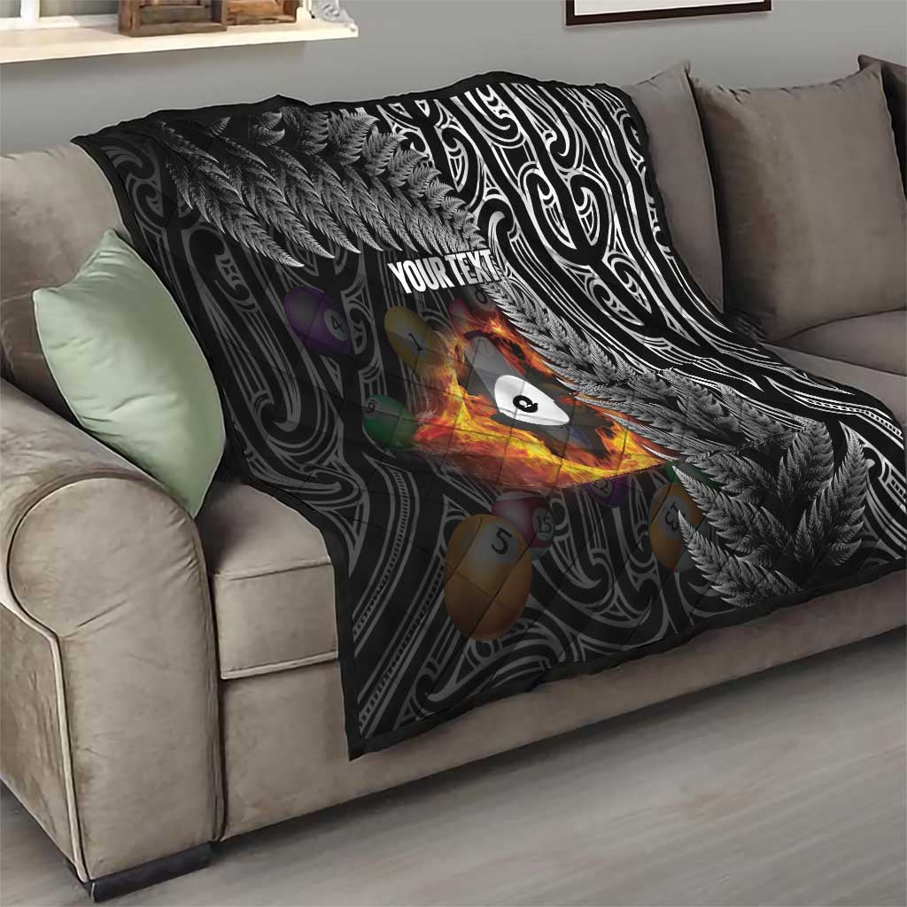 Personalised New Zealand Billiards Quilt Maori Fern On Fire 8 Ball - Aussie Hoodie