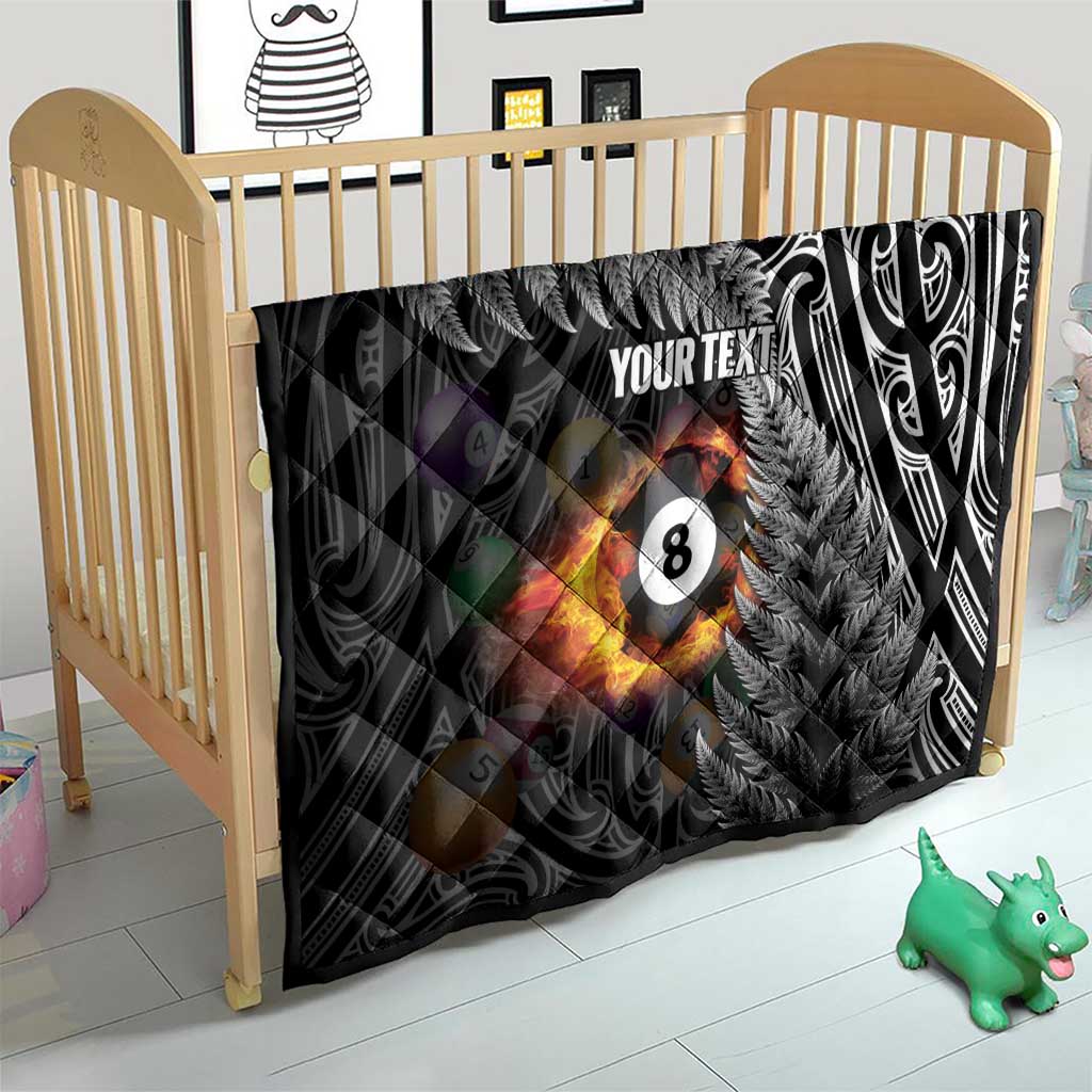 Personalised New Zealand Billiards Quilt Maori Fern On Fire 8 Ball - Aussie Hoodie