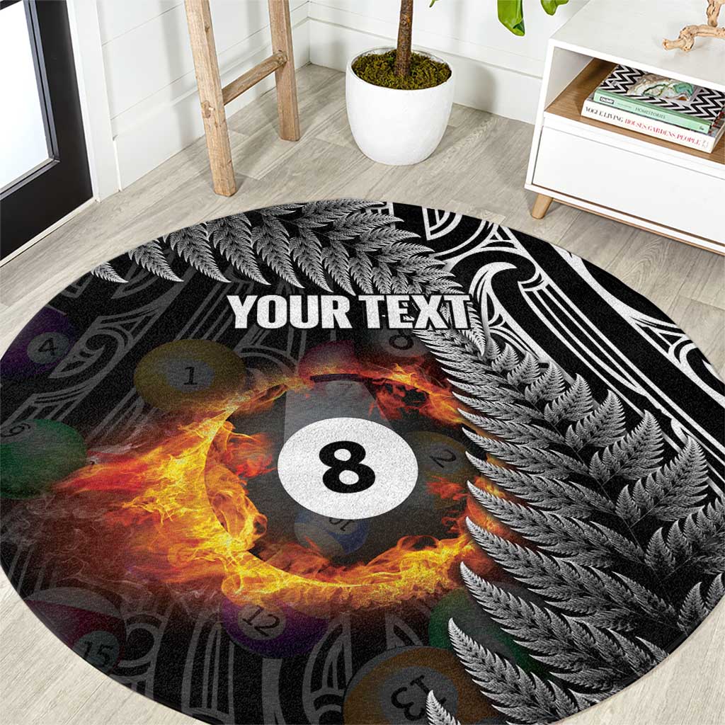 Personalised New Zealand Billiards Round Carpet Maori Fern On Fire 8 Ball - Aussie Hoodie