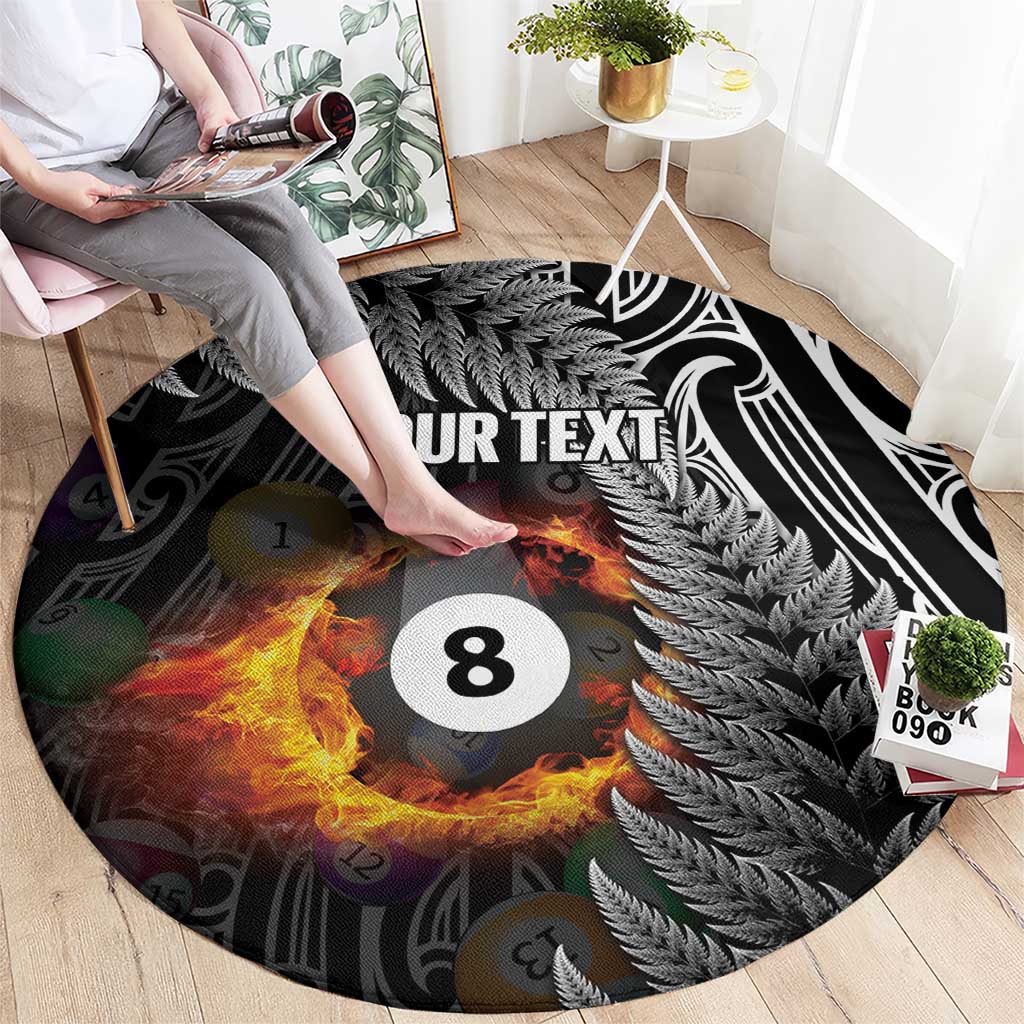 Personalised New Zealand Billiards Round Carpet Maori Fern On Fire 8 Ball - Aussie Hoodie