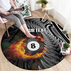 Personalised New Zealand Billiards Round Carpet Maori Fern On Fire 8 Ball - Aussie Hoodie