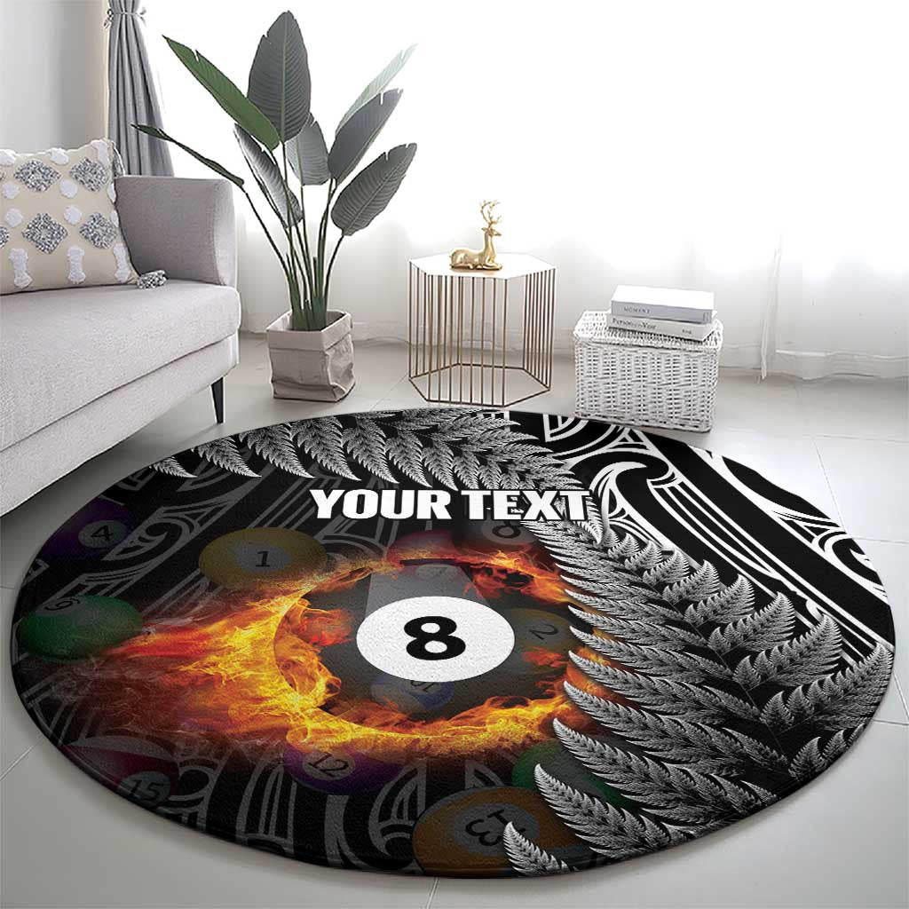 Personalised New Zealand Billiards Round Carpet Maori Fern On Fire 8 Ball - Aussie Hoodie