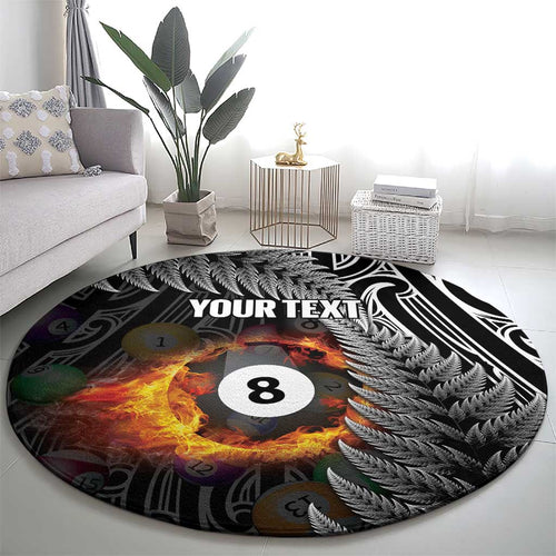 Personalised New Zealand Billiards Round Carpet Maori Fern On Fire 8 Ball - Aussie Hoodie