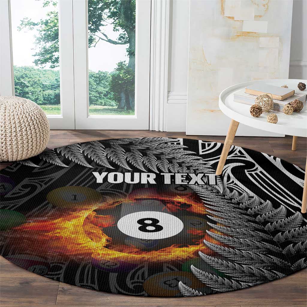 Personalised New Zealand Billiards Round Carpet Maori Fern On Fire 8 Ball - Aussie Hoodie