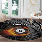 Personalised New Zealand Billiards Round Carpet Maori Fern On Fire 8 Ball - Aussie Hoodie