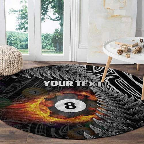 Personalised New Zealand Billiards Round Carpet Maori Fern On Fire 8 Ball - Aussie Hoodie