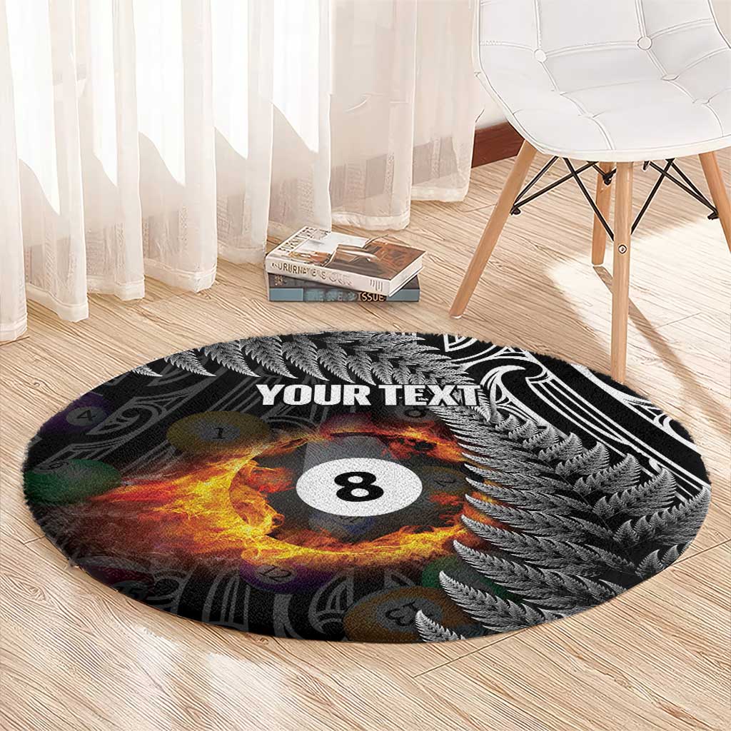 Personalised New Zealand Billiards Round Carpet Maori Fern On Fire 8 Ball - Aussie Hoodie
