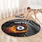 Personalised New Zealand Billiards Round Carpet Maori Fern On Fire 8 Ball - Aussie Hoodie