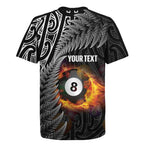 Personalised New Zealand Billiards Rugby Jersey Maori Fern On Fire 8 Ball - Aussie Hoodie