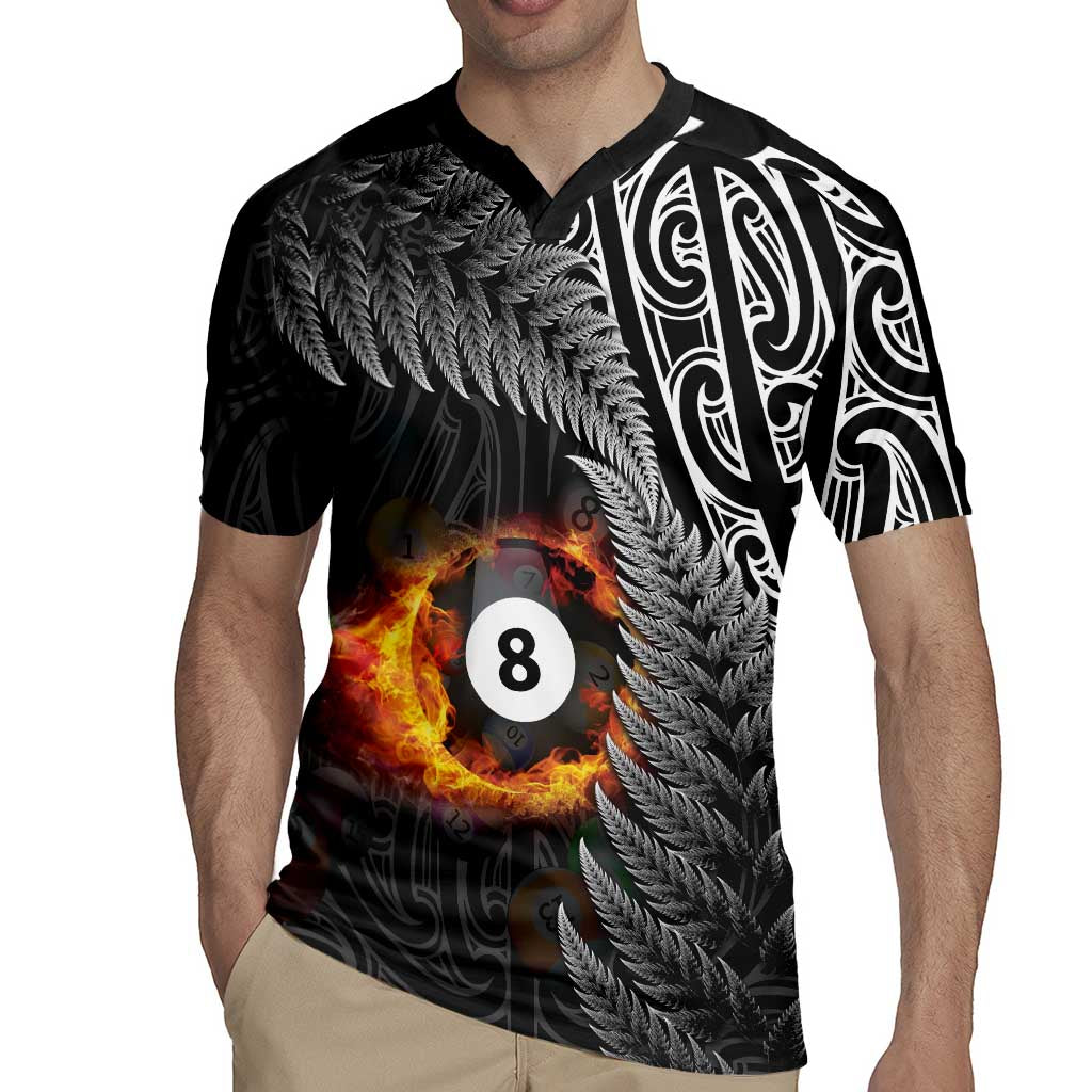 Personalised New Zealand Billiards Rugby Jersey Maori Fern On Fire 8 Ball - Aussie Hoodie