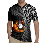 Personalised New Zealand Billiards Rugby Jersey Maori Fern On Fire 8 Ball - Aussie Hoodie