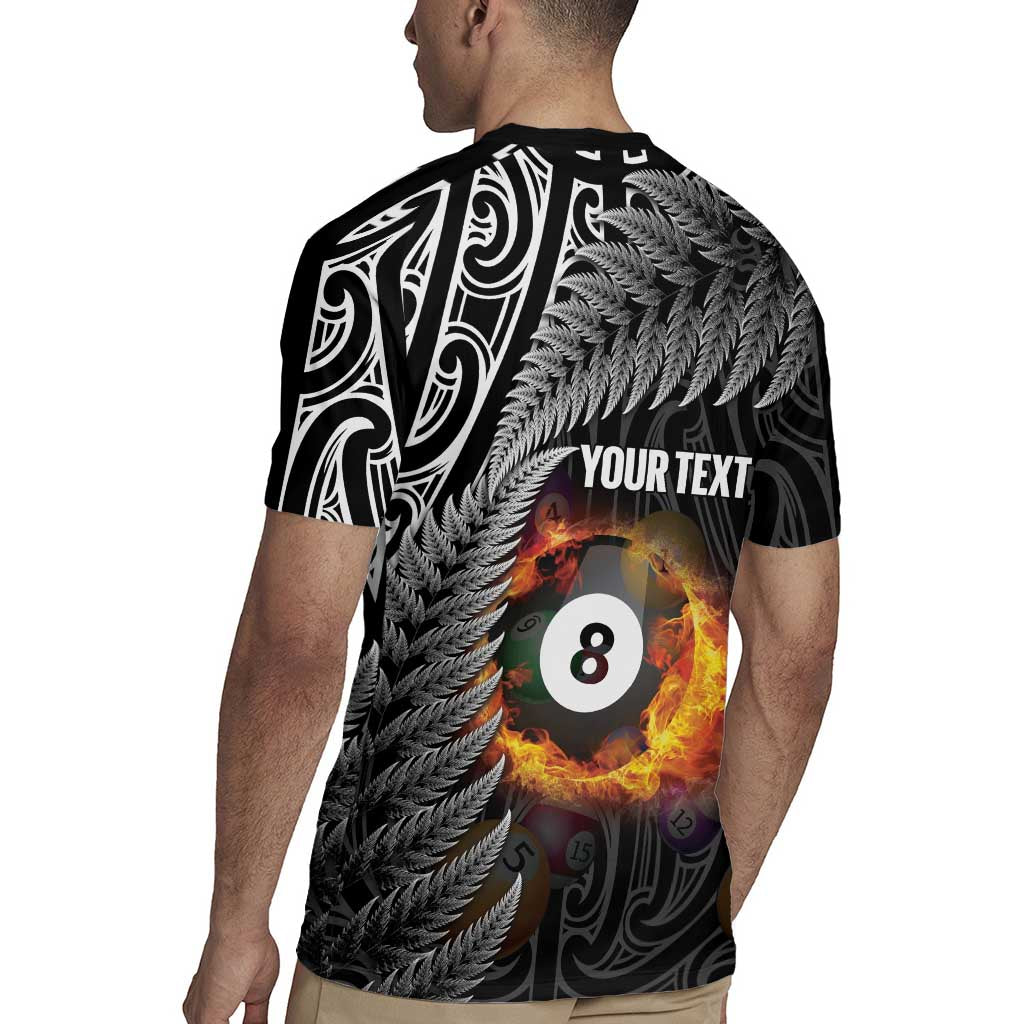 Personalised New Zealand Billiards Rugby Jersey Maori Fern On Fire 8 Ball - Aussie Hoodie