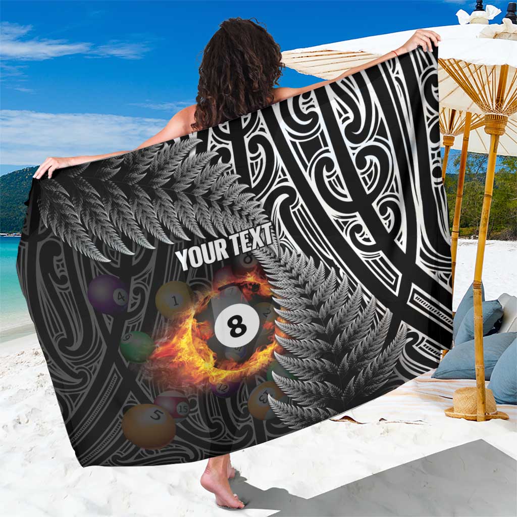 Personalised New Zealand Billiards Sarong Maori Fern On Fire 8 Ball - Aussie Hoodie