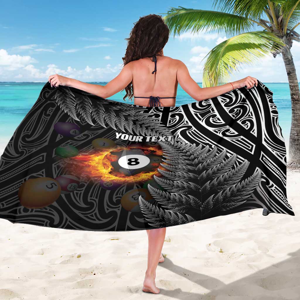 Personalised New Zealand Billiards Sarong Maori Fern On Fire 8 Ball - Aussie Hoodie