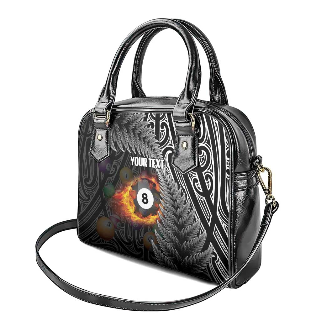 Personalised New Zealand Billiards Shoulder Handbag Maori Fern On Fire 8 Ball - Aussie Hoodie