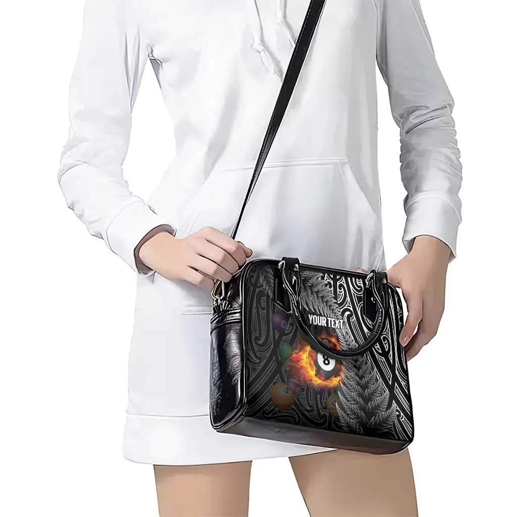 Personalised New Zealand Billiards Shoulder Handbag Maori Fern On Fire 8 Ball - Aussie Hoodie