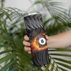 Personalised New Zealand Billiards Skinny Tumbler Maori Fern On Fire 8 Ball - Aussie Hoodie