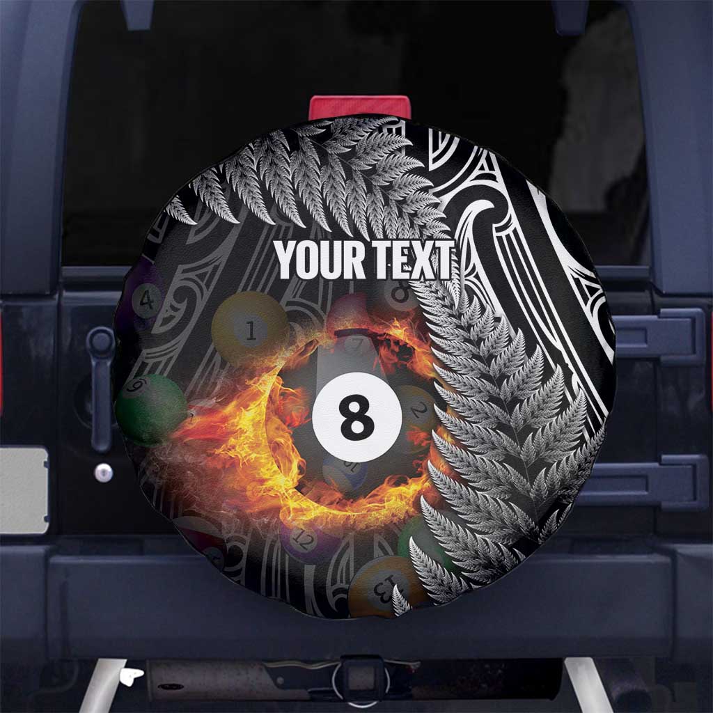 Personalised New Zealand Billiards Spare Tire Cover Maori Fern On Fire 8 Ball - Aussie Hoodie